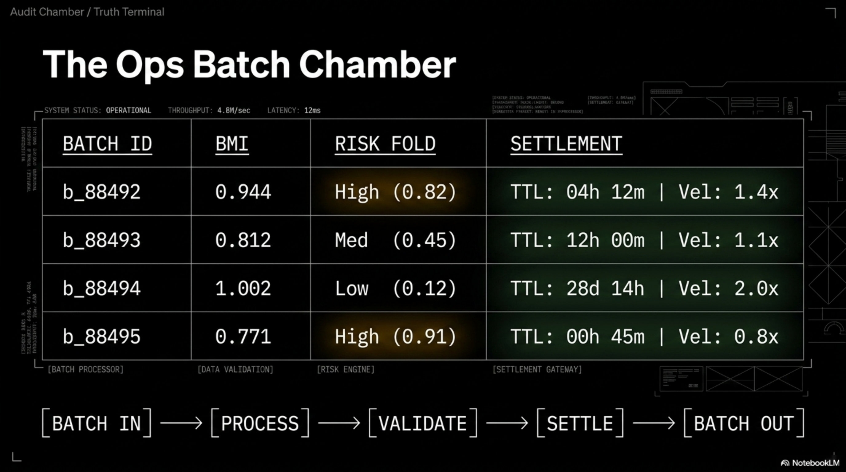 Deck slide 9 — Ops chamber: conversion batch at /chandelier/convert