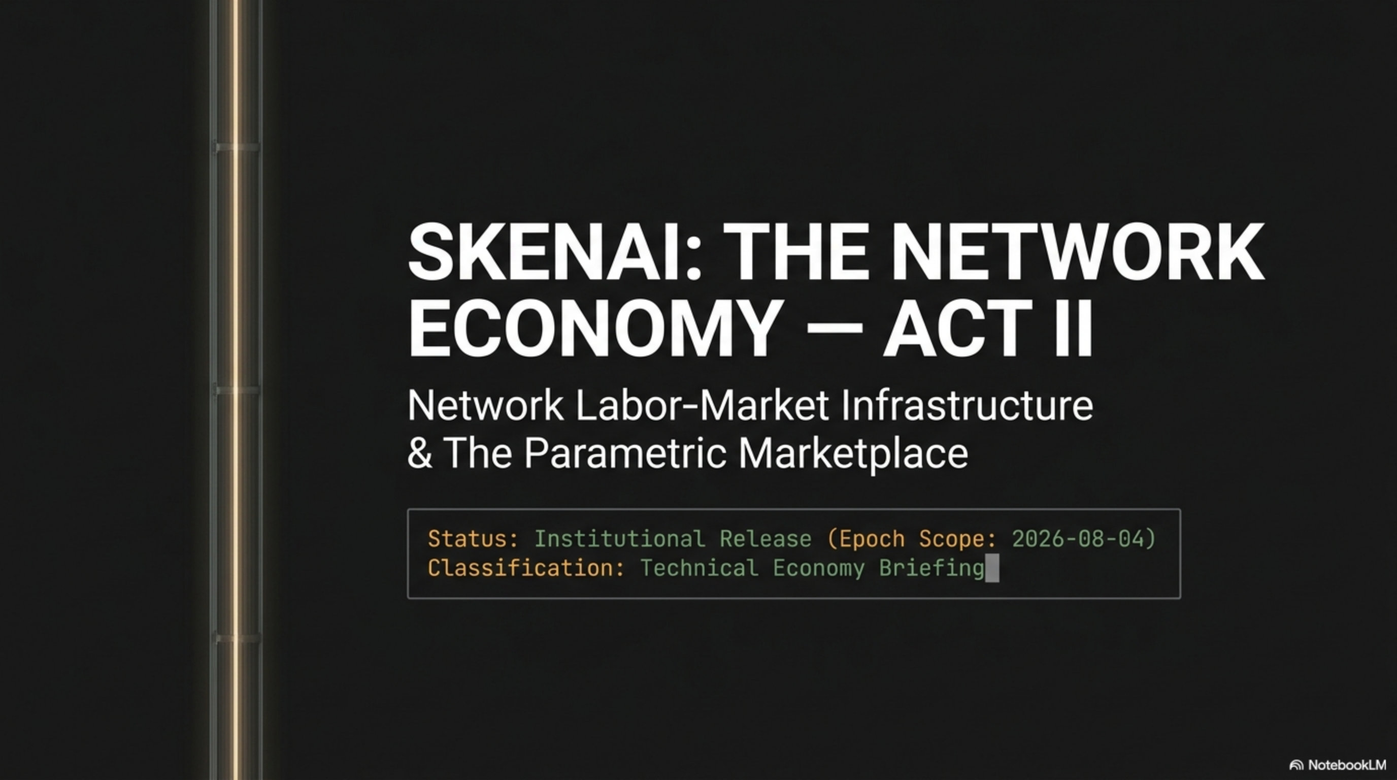 Deck slide 1 — Act II framing: verdict product vs network infrastructure